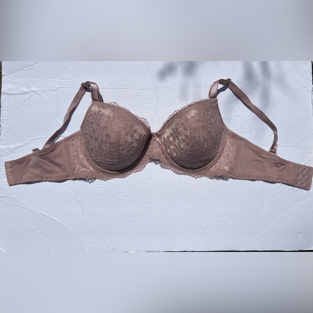 Sophie B Pink Lace Underwire Bra 36DD Padded Push Up Convertible Straps